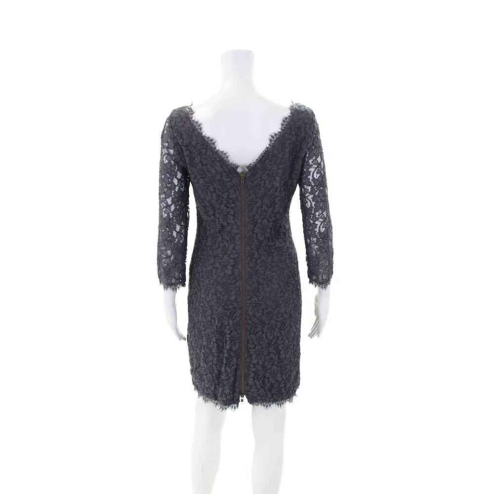 Diane Von Furstenberg Womens Textured Long Sleeve Zipped Dress Purple Size 8 - Picture 3 of 7